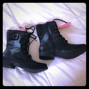 NWT. American Rag Black Moto combat boots. Size 8